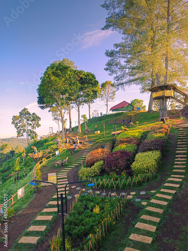 view of the garden in indonesia the name panorama baru photo
