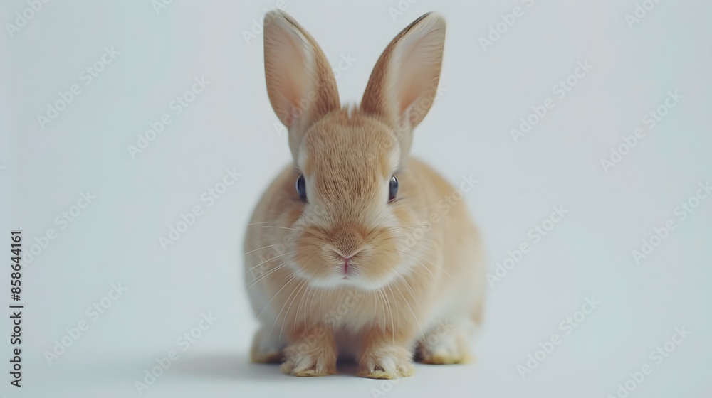 Obraz premium Rabbit , 4 months old, sitting against white background.