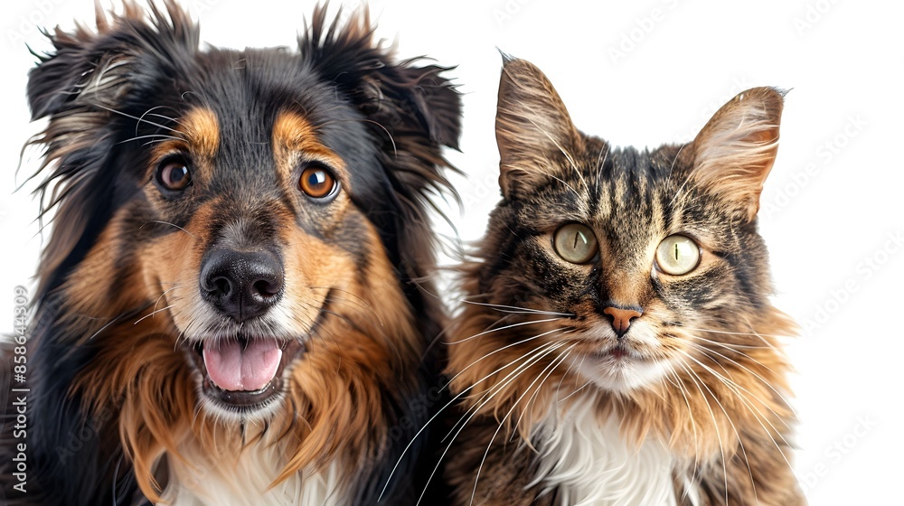 Happy Dog and Cat Friends Enjoying Friendship on Transparent Background Happy Dog and Cat Friends Enjoying Friendship on Transparent Background