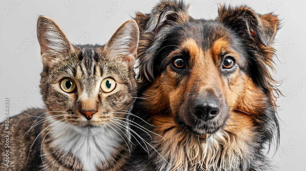 Cheerful Companions:Happy Dog and Cat Posing Together on Transparent Background Cheerful Companions:Happy Dog and Cat Posing Together on Transparent Background
