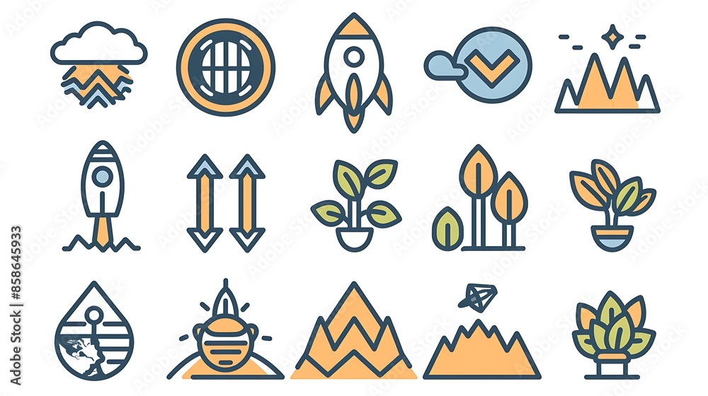 Business Growth - line vector icon set, 20 icons, Pixel perfect ...