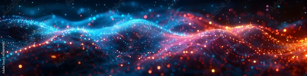 Merging of Digital and Physical Realms Illustrated in Cutting Edge Technological Backdrop Merging of Digital and Physical Realms Illustrated in Cutting Edge Technological Backdrop