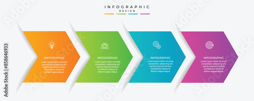 Business growth arrow template. Infographic 4 steps to success. Vector illustration.