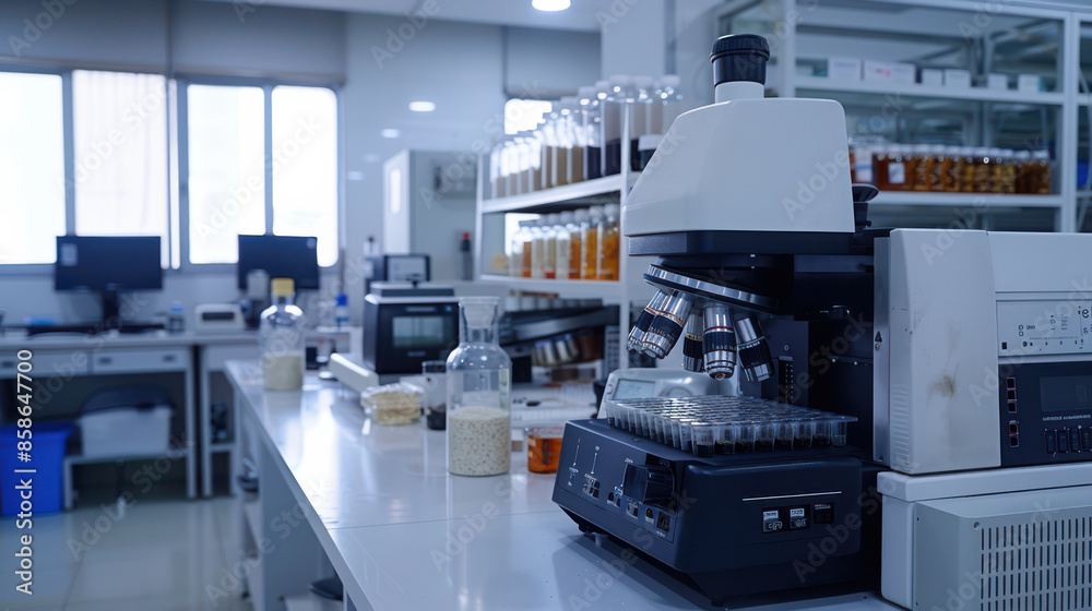 A lab with a microscope on a table