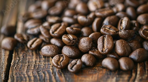 Coffee beans placed on the table