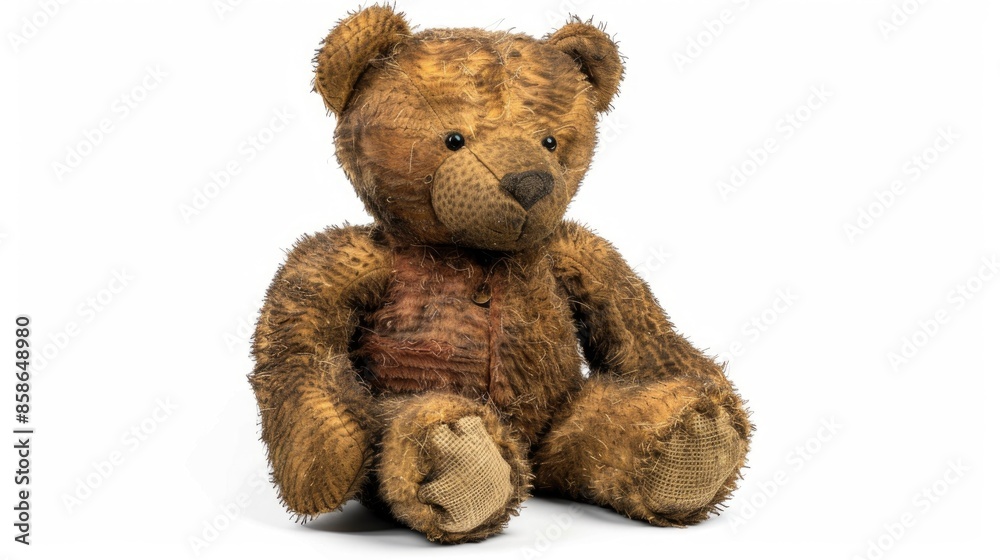 Obraz premium Stuffed bear toy isolated on white background