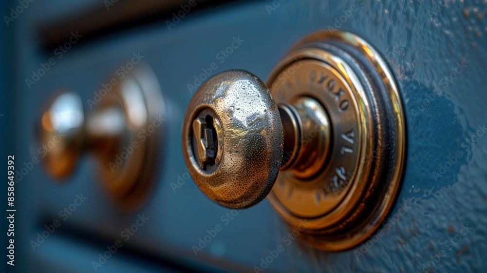 A safety deposit box with a unique cylindrical lock, isolated on a white background. A safety deposit box with a unique cylindrical lock, isolated on a white background.