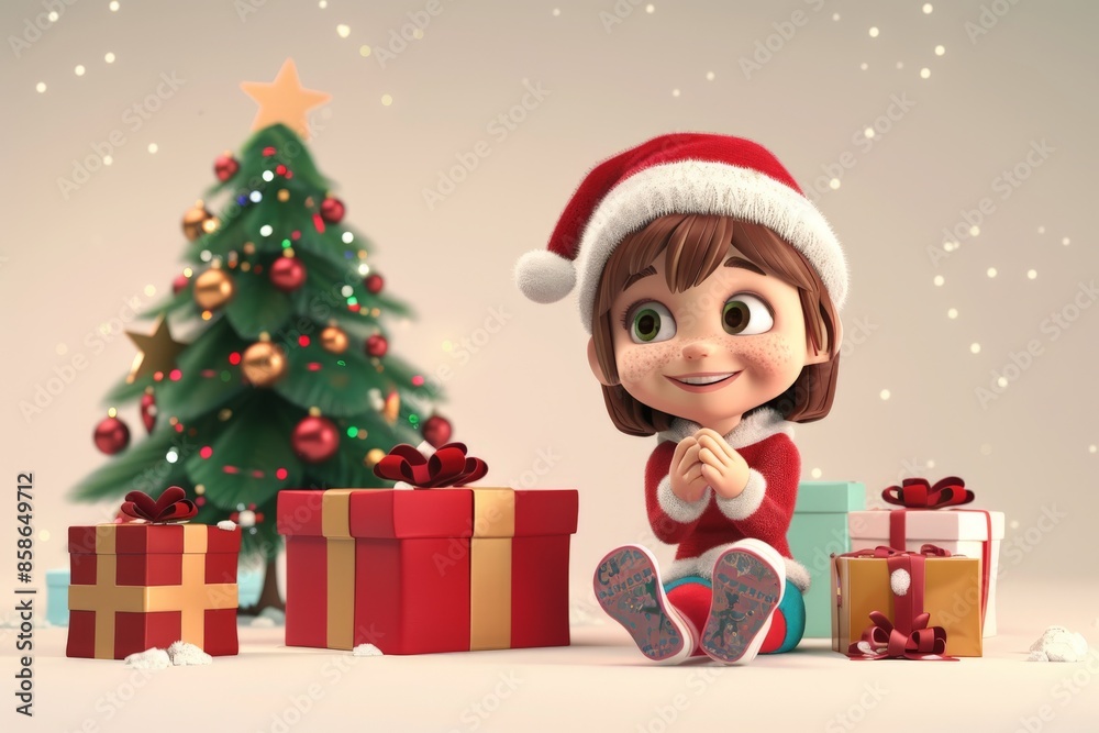 cute little girl sitting with christmas gift cute little girl sitting with christmas gift