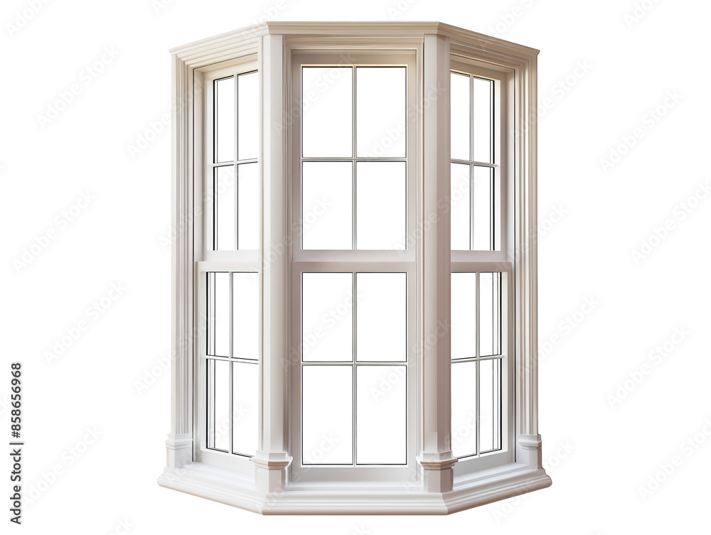 A white window with a white frame and white panes A white window with a white frame and white panes