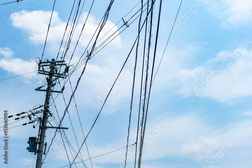村田町の空と電線