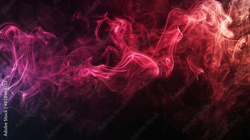 Colorful smoke swirls, red and pink on dark background. Abstract art concept Colorful smoke swirls, red and pink on dark background. Abstract art concept