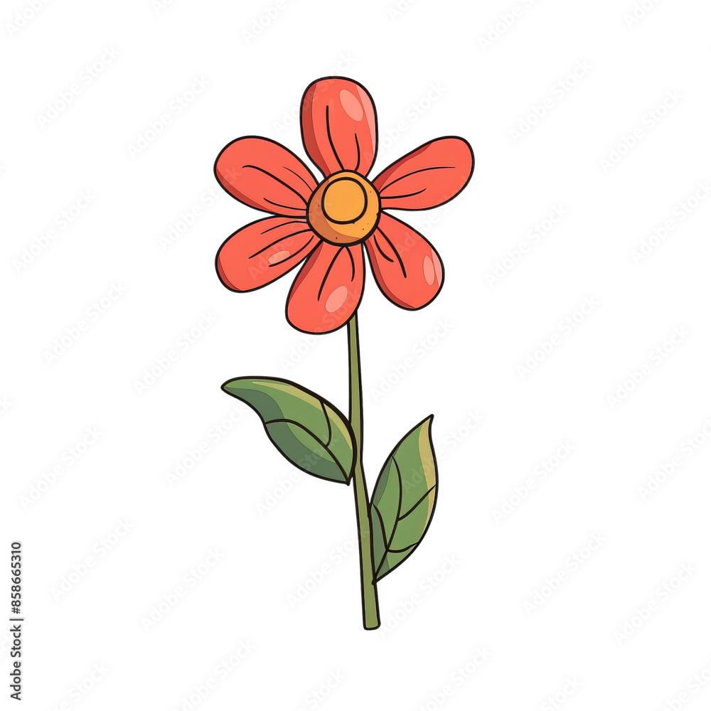 A red flower with a yellow center A red flower with a yellow center