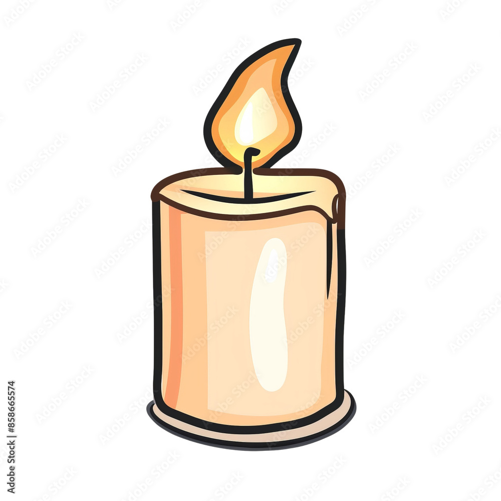 A candle is lit and has a yellow flame A candle is lit and has a yellow flame