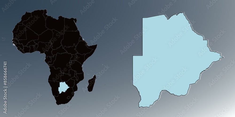 Fototapeta premium Botswana map in Africa