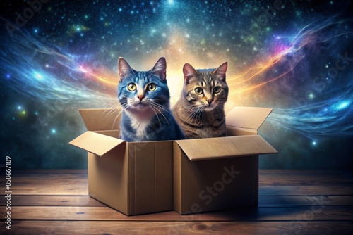  Schrödinger’s cat scenario, showing a cat in a box with both alive and dead states represented simultaneously