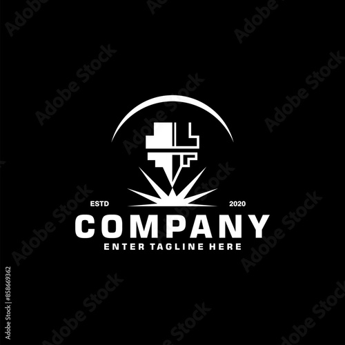 Laser Cutting logo design, laser cutting vector, vintage laser cutting