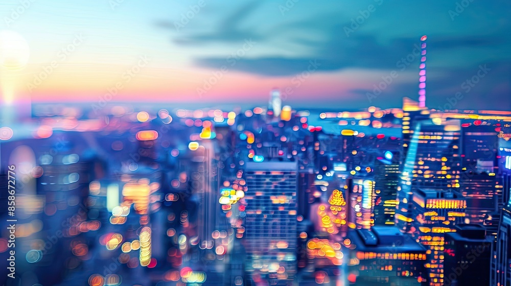Fototapeta premium Soft-focus cityscape at dusk