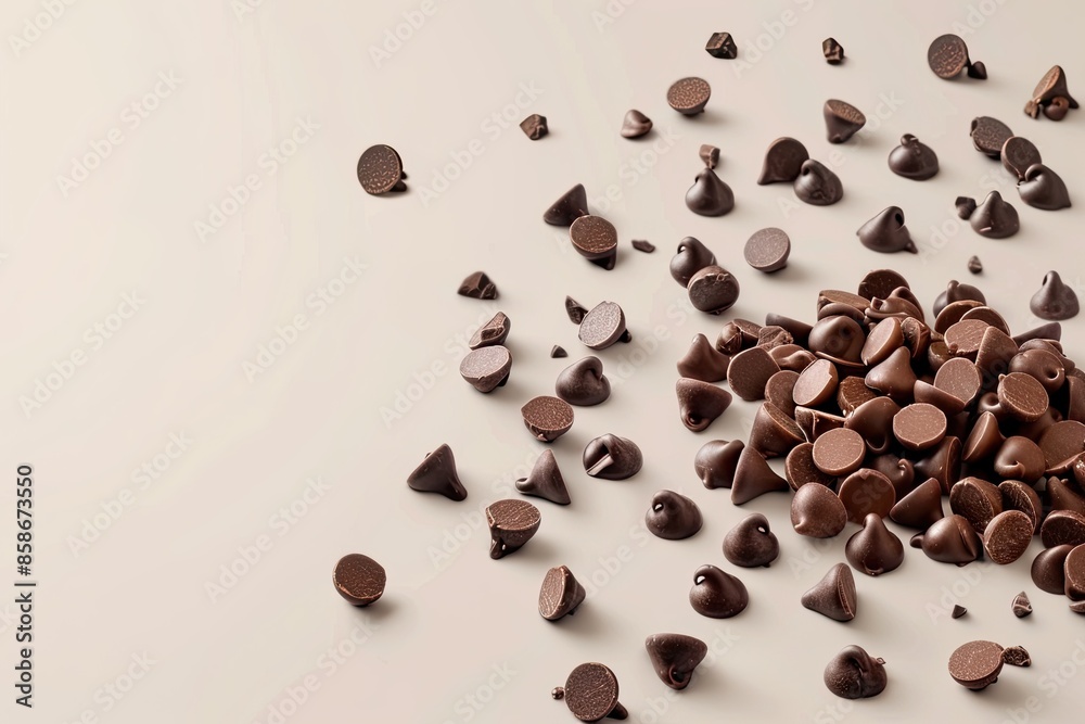Obraz premium Scattered Chocolate Chips on Light Surface