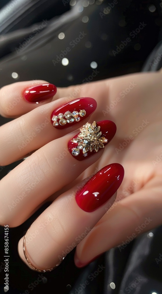 the red nails with a ring on them, in the style - generative ai the red nails with a ring on them, in the style - generative ai