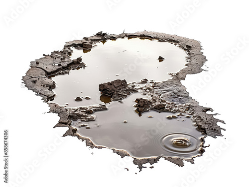 A muddy puddle with a small splash of water