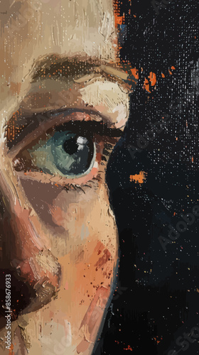 Vivid Expression: A Close-up Portrait with Emphasis on Eye and Nose Details