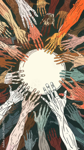 A Gathering of Hands Reaching for a Common Goal