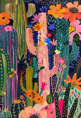 Vibrant Cactus Garden: A Colorful Floral Arrangement with a Southwestern Twist