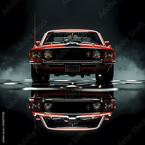 Obraz na płótnie Red nigth Mustang Boss 1969