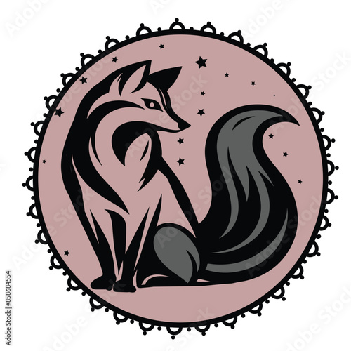Fox sticker printable vector illustration wall art home decor fox art work