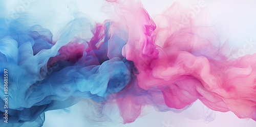 blue pink background with a lot of colored smoke photo