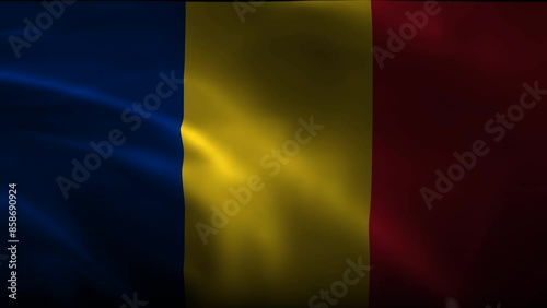 Flag Day animation of Romania, featuring the flag waving gracefully and filling the entire frame. Perfect for celebrating Romania's Flag Day, this high-quality footage showcases .