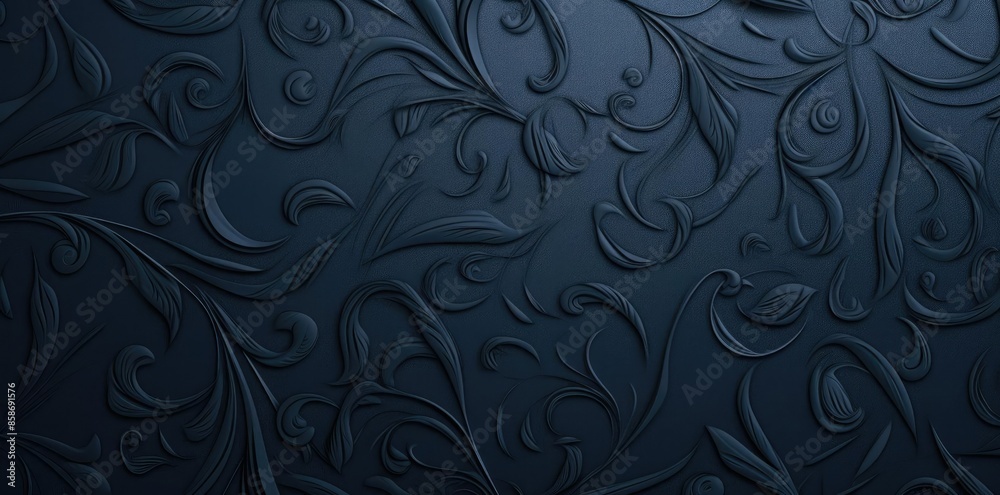 navy background with a pattern of leaves and swirls navy background with a pattern of leaves and swirls