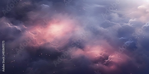 nebula background with stars and clouds in the night sky photo