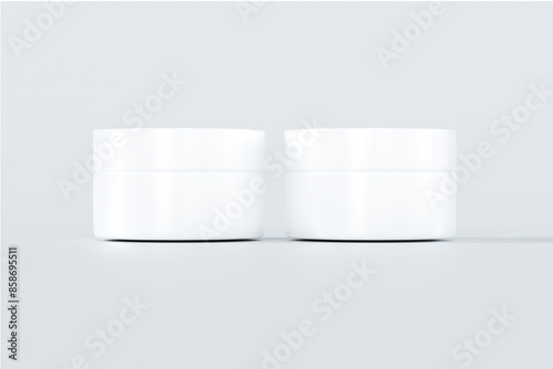 3D Rendering Blank Packaging White Mockup of different cosmetic bottles and container isolated on white background. 