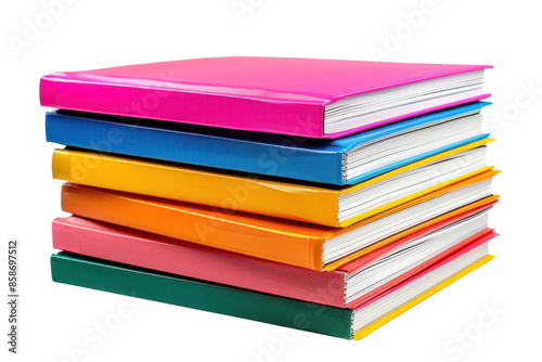 Wallpaper Mural Colorful stack of notebooks, isolated on white background. Perfect for educational and office use. Vibrant colors enhance creativity and learning. Torontodigital.ca