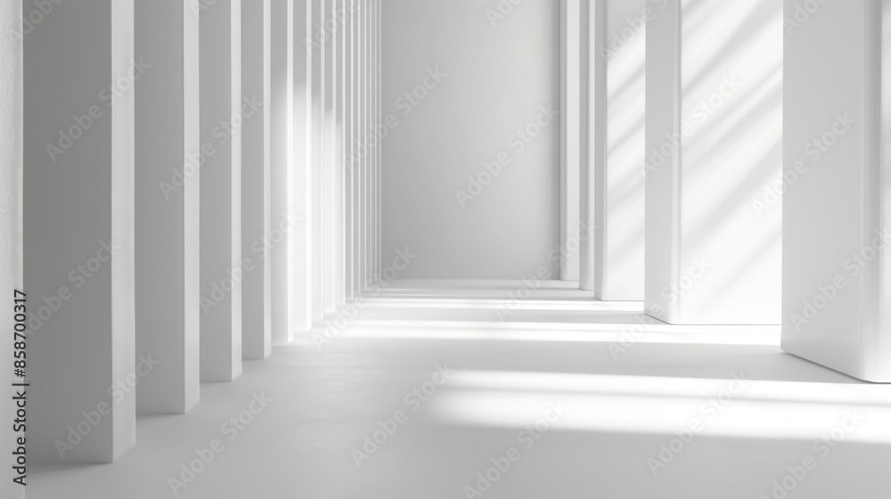 White Empty Room 3d Rendering of Minimal Office Interior Design