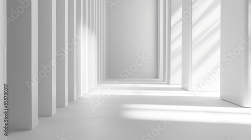 White Empty Room 3d Rendering of Minimal Office Interior Design