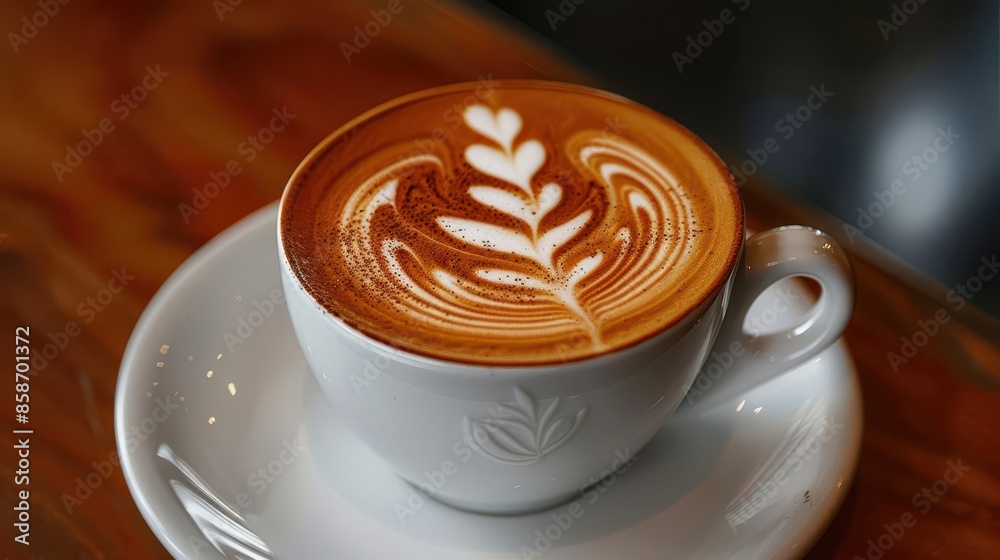 Artistic shot of a coffee cup with latte art Artistic shot of a coffee cup with latte art