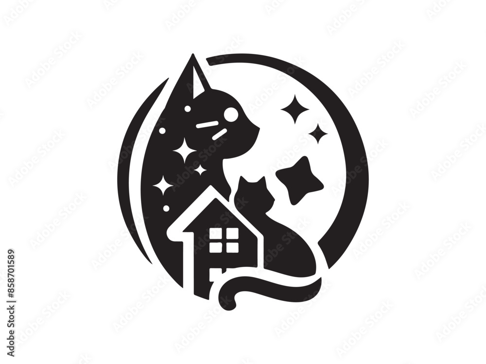Cat With House Logo