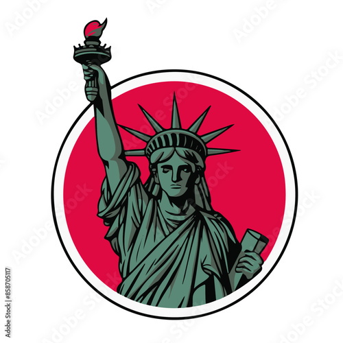 Vector Clipart of the Statue of Liberty Icon with Raised Torch