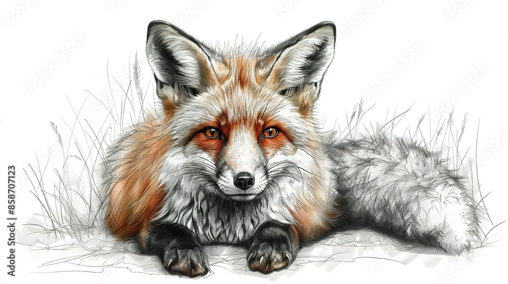 Fototapeta premium Engraved Foxes: Artistic Silhouettes from the Past