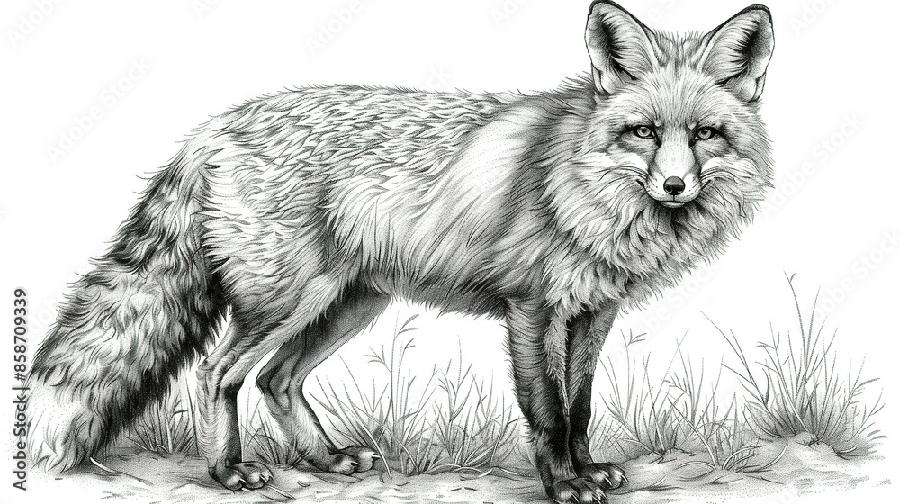 Fototapeta premium Historic Fox Illustrations: Elegant Hand-Drawn Engravings