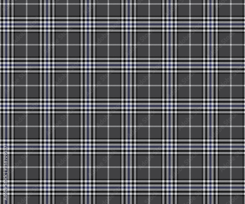 Plaid pattern, black, white, blue, seamless for textiles, and for designing clothing, skirts, pants or decorative fabric. Vector illustration. Plaid pattern, black, white, blue, seamless for textiles, and for designing clothing, skirts, pants or decorative fabric. Vector illustration.