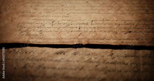 Panning across  US American declaration of independence, stopping at We The People on old style parchment. For American Independence Day on the 4th of July, or other patriotic American celebrations.