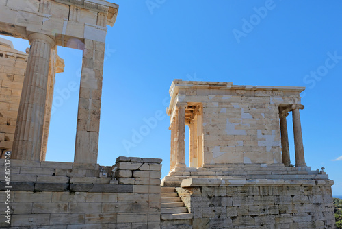 Temple of Athena Nike Propylaea in Athens, Greece.  photo