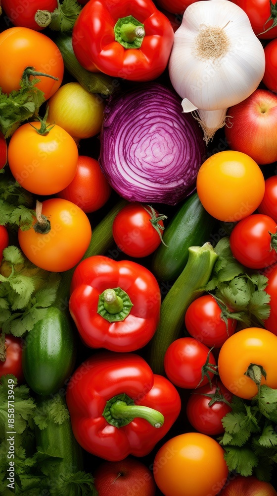a multitude of fresh vegetable fills the frame, white background, vivid color, photography, - generative ai a multitude of fresh vegetable fills the frame, white background, vivid color, photography, - generative ai