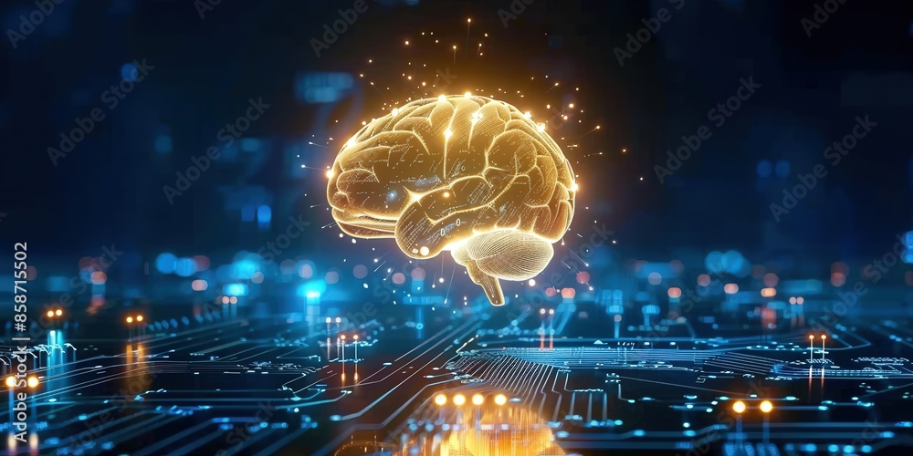 Digital Brain Circuitry: Artificial Intelligence Concept