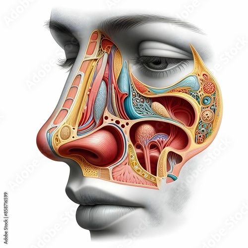 Exploring the 3D Human Body Nose Anatomy: A Detailed Guide to Nasal Structure, Function, and Health for Medical Professionals, Students, and ENT Enthusiasts.