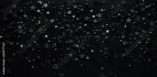 black stars background with silver stars on a black background photo