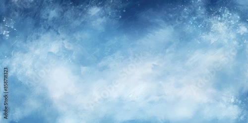 blue snow background with white clouds and blue sky